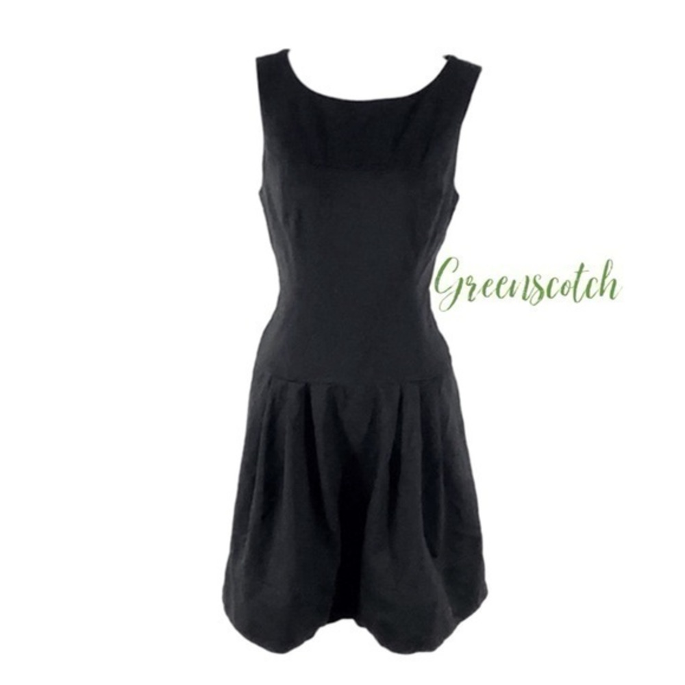 White House Black Market black stretch drop waist flare dress 4